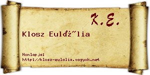Klosz Eulália névjegykártya